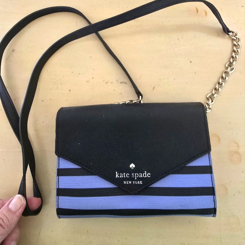 Kate Spade Black and Purple Striped Crossbody Women's Bag